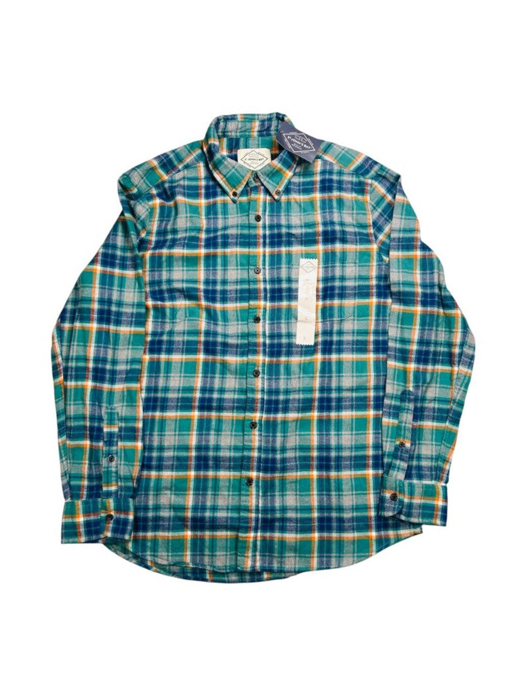 St.John’s Bay Large Men Flannel Green Outdoor Hiking Work Casual New